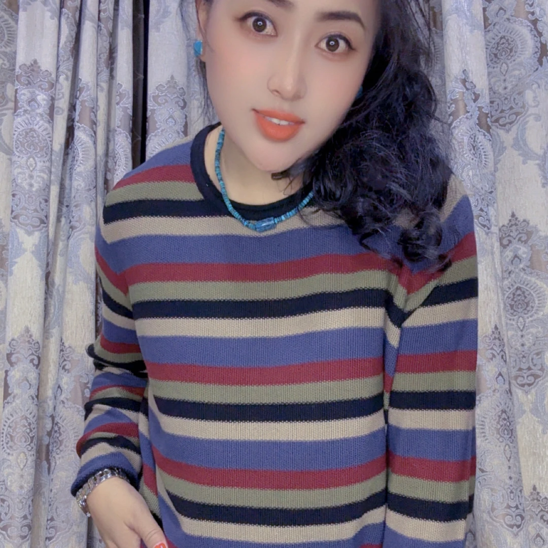 条纹毛衣洋气宽松短袖上衣韩版夏季极简风毛针织衫