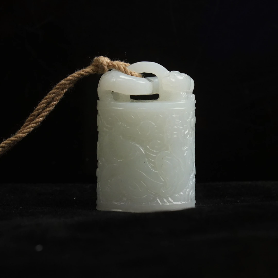 【清】白玉龙纹印章（高4.1cm宽2.7cm重43g）QTY485