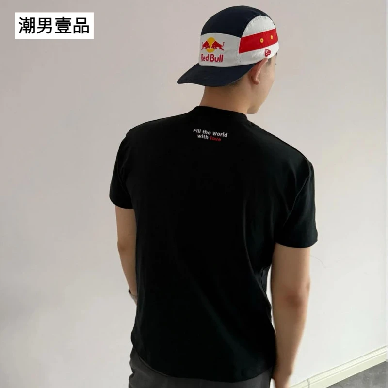 何以至此黑色短袖t恤男款夏季正肩高级感痞帅重磅健身运动半截袖