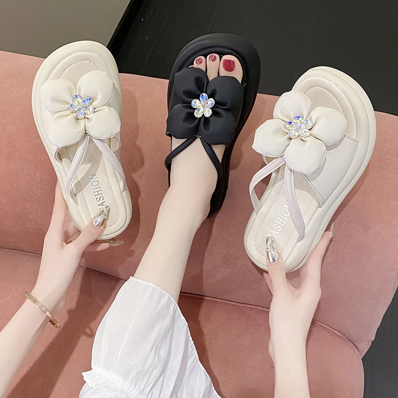 厚底拖鞋外穿仙女风2025夏新款时尚松糕沙滩鞋增高网红爆款一字拖