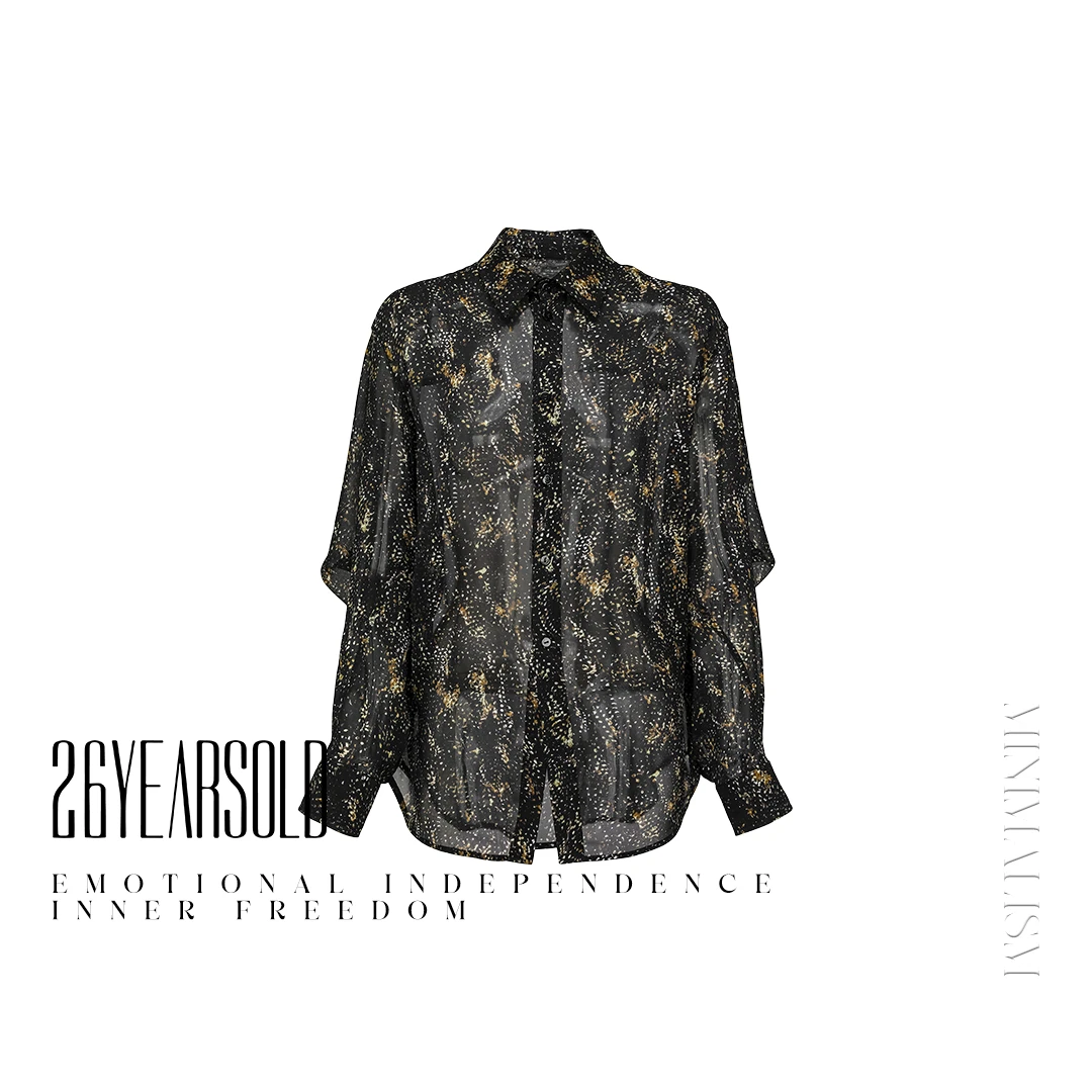 26YEARSOLD翻领长袖宽松款蛇纹印花百搭桑蚕丝衬衫25SS-3219Z