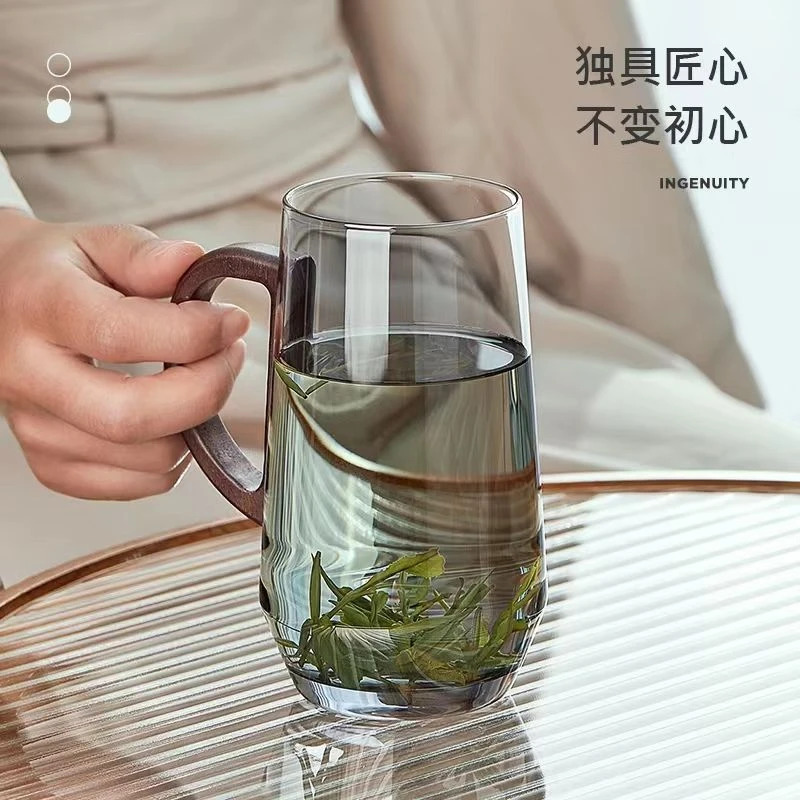 玻璃杯耐高温茶杯办公室喝水杯家用杯子加厚泡茶杯大容量绿茶泡茶