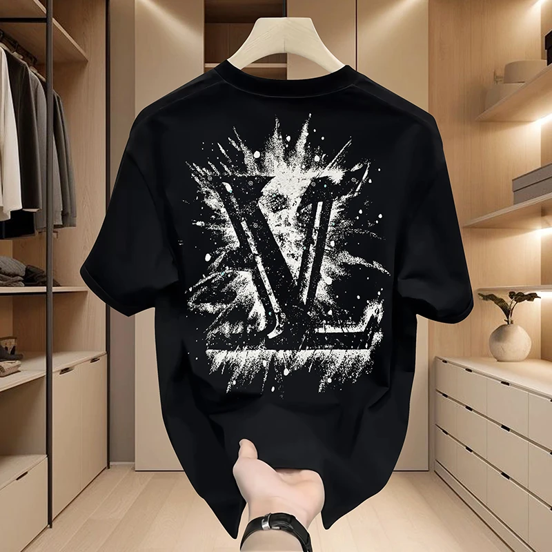 【爆炸V字母T恤】夏季新品轻奢时尚短袖男女同款--T2098