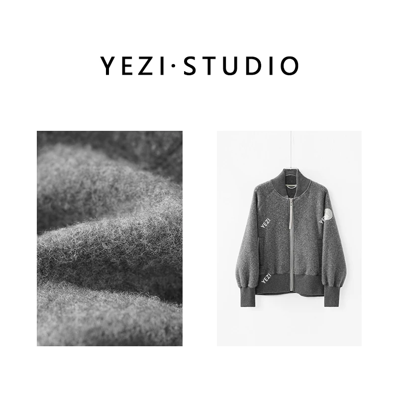 【鹅家经典】奢.牌面料高支羊毛细腻篷松抓绒飞行夹克外套25405001