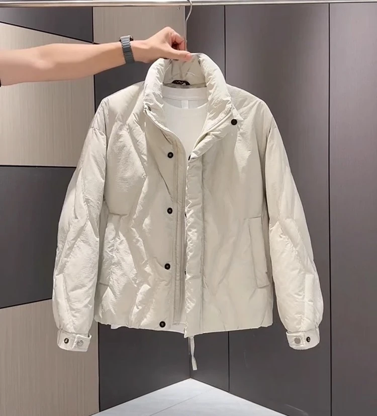 冬季新款时尚立领羽绒服男士潮百搭韩版简约加厚保暖白鸭绒外套男