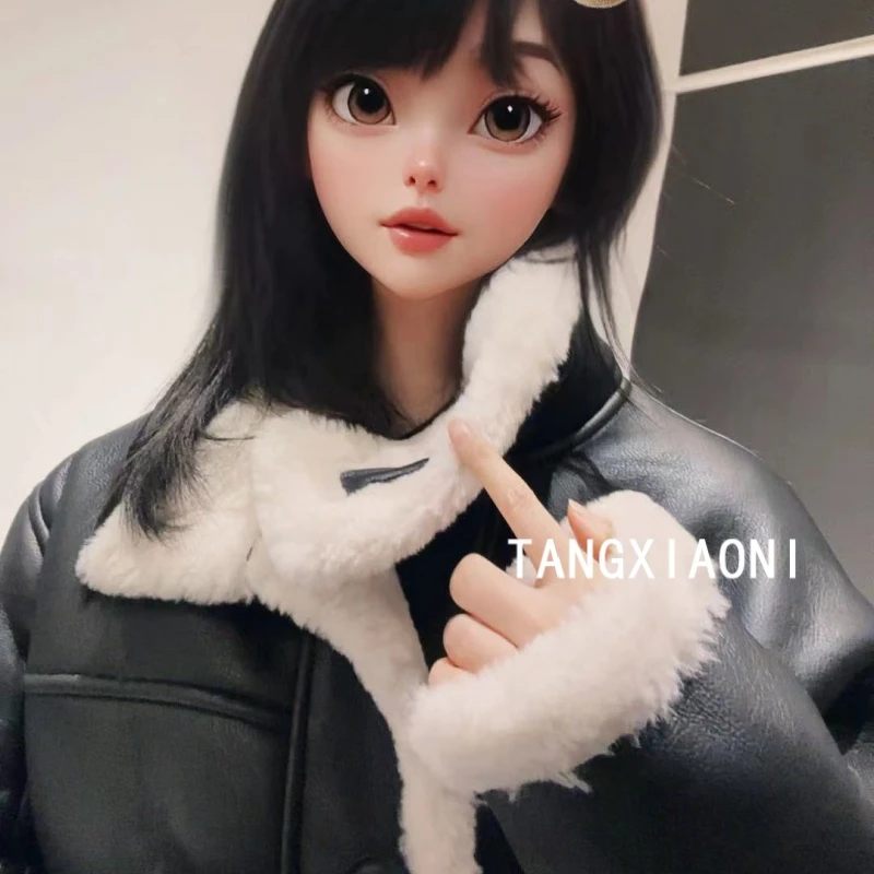 5店 【黑色雪顶】加厚型重磅毛毛皮皮一体草草外套潮牌女装