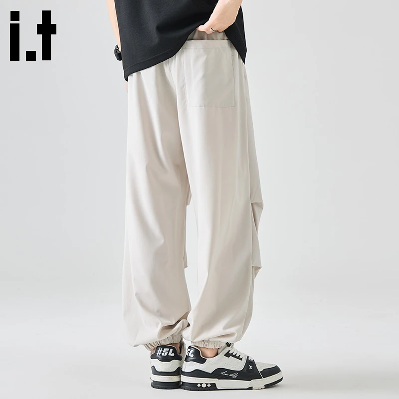 i.t:CHOCOOLATE男装速干伞兵裤夏季2025年薄款宽松垂感束脚休闲裤