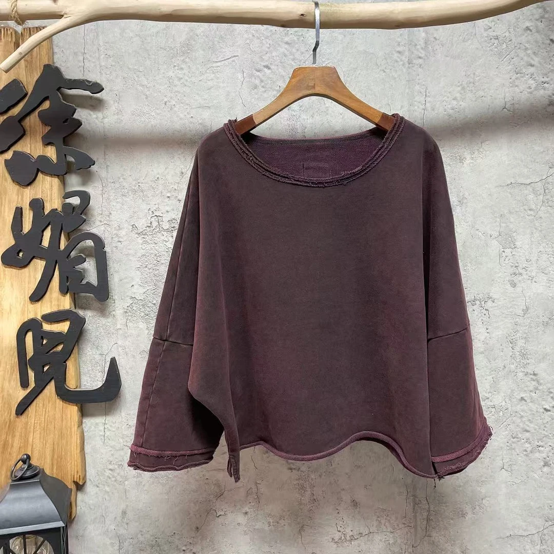 媚儿~春季新款炒色复古圆领短款百搭卫衣（衣长52 胸围150）