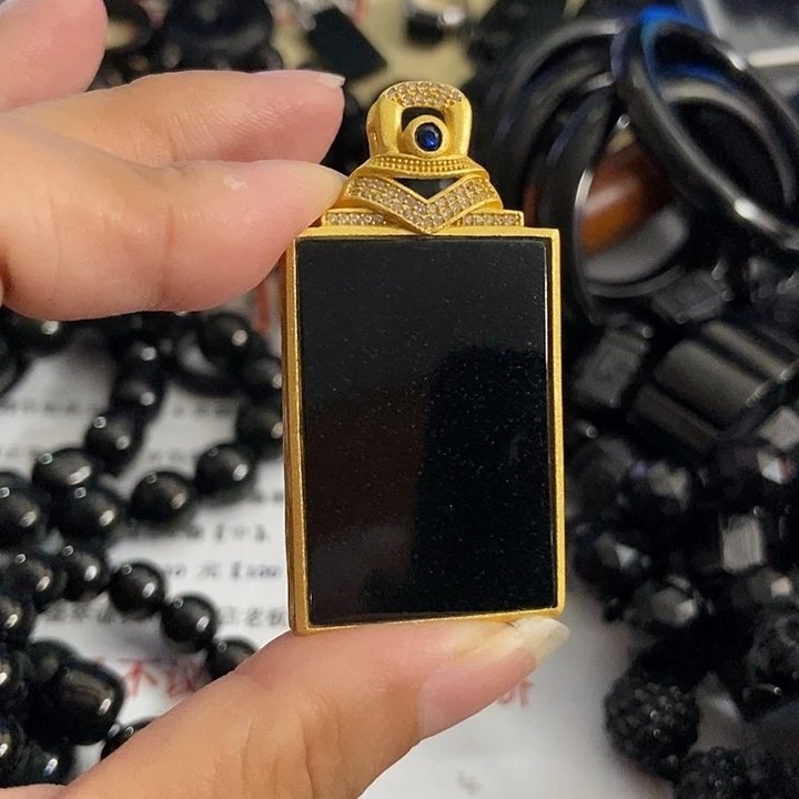 颈饰银S925镶嵌翡翠墨翠