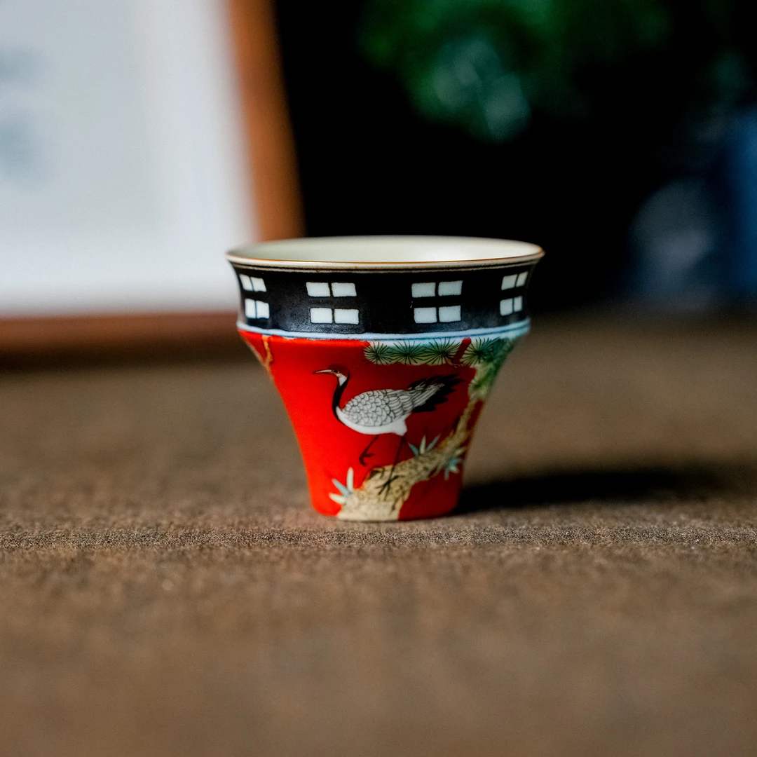 【霖溪】预售松鹤延年茶杯  50ml（霖溪0098）预售