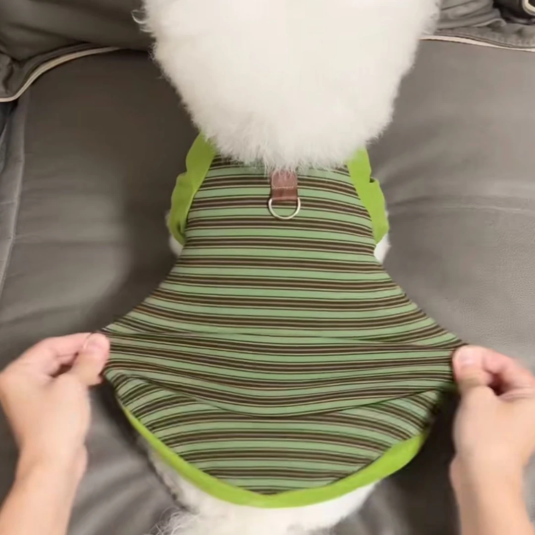 狗狗衣服秋冬季新款保暖加厚打底衫宠物小型犬泰迪比熊条纹两脚衣