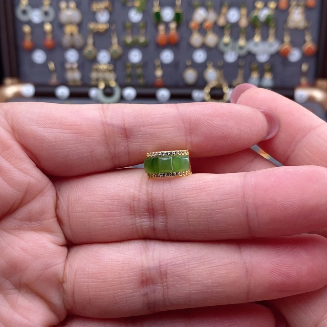 银S925镶嵌和田玉耳饰用****1