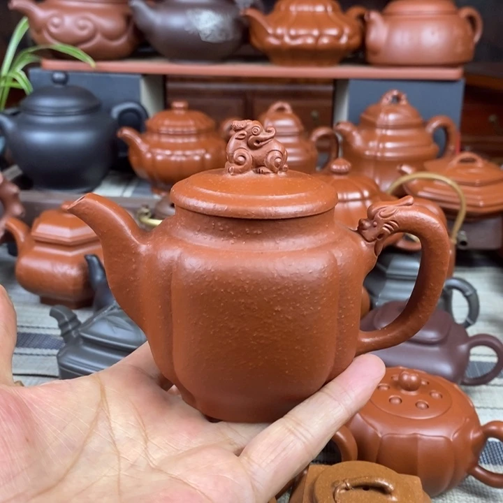 紫砂茶壶龙尊280cc原矿梨皮朱泥特价