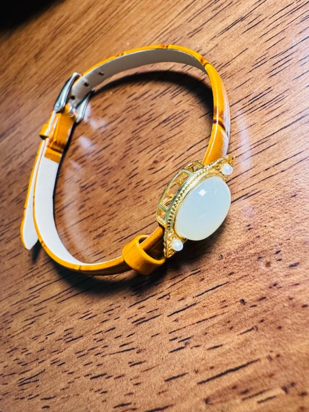 和田玉白玉手链复古时尚镶嵌