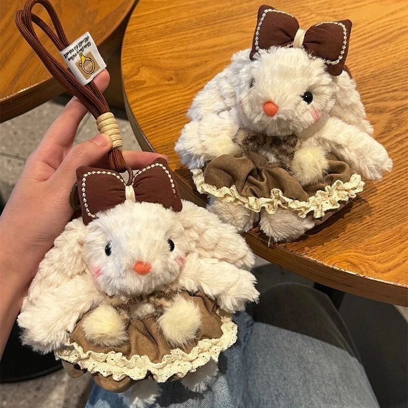 可爱毛绒公仔玩偶垂耳小兔子包包挂件高级感娃娃包挂配饰情侣yj