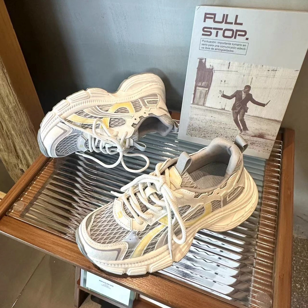 港风复古显脚小老爹鞋女2025年早秋新款增高运动休闲跑步鞋女