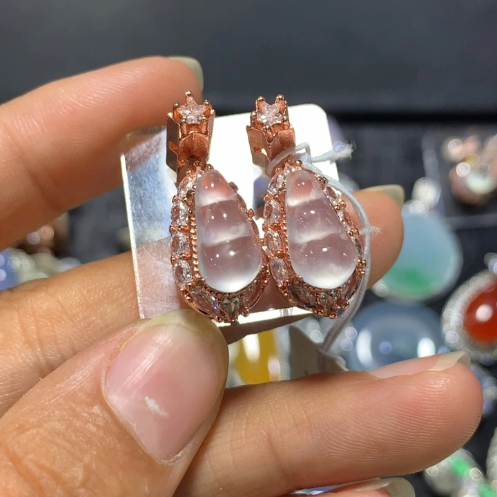 未镶嵌翡翠耳饰天然翡翠耳钉
