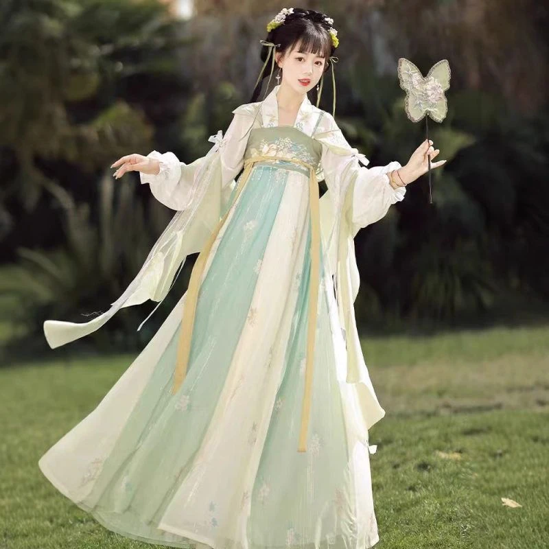 春夏款汉服女【芊茉】唐制齐胸破裙刺绣汉元素改良学生日常汉服春秋