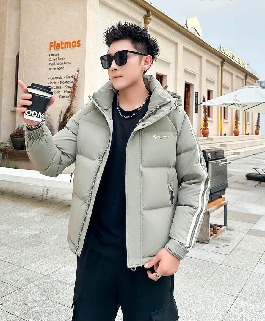 85510#冬季男士百搭连帽短款加厚保暖外套