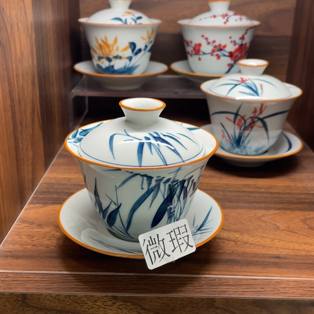 微瑕釉下彩纯手工绘制