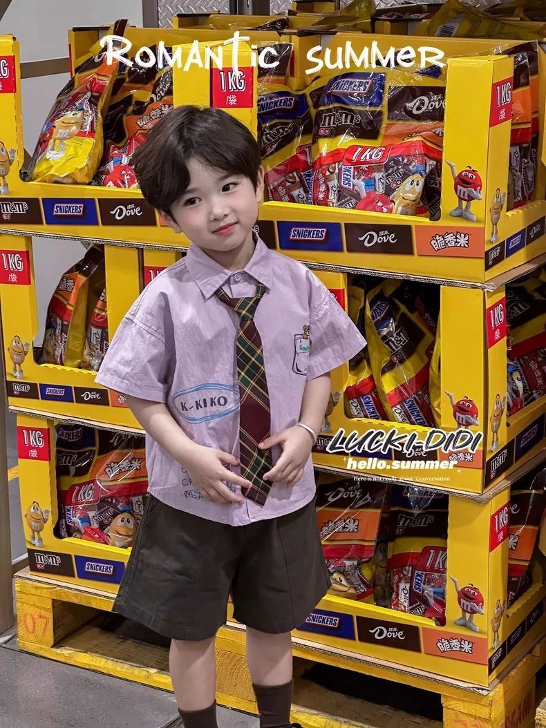 2025新款童装男童夏季套装洋气时髦男宝宝痞帅衬衫儿童休闲短裤潮