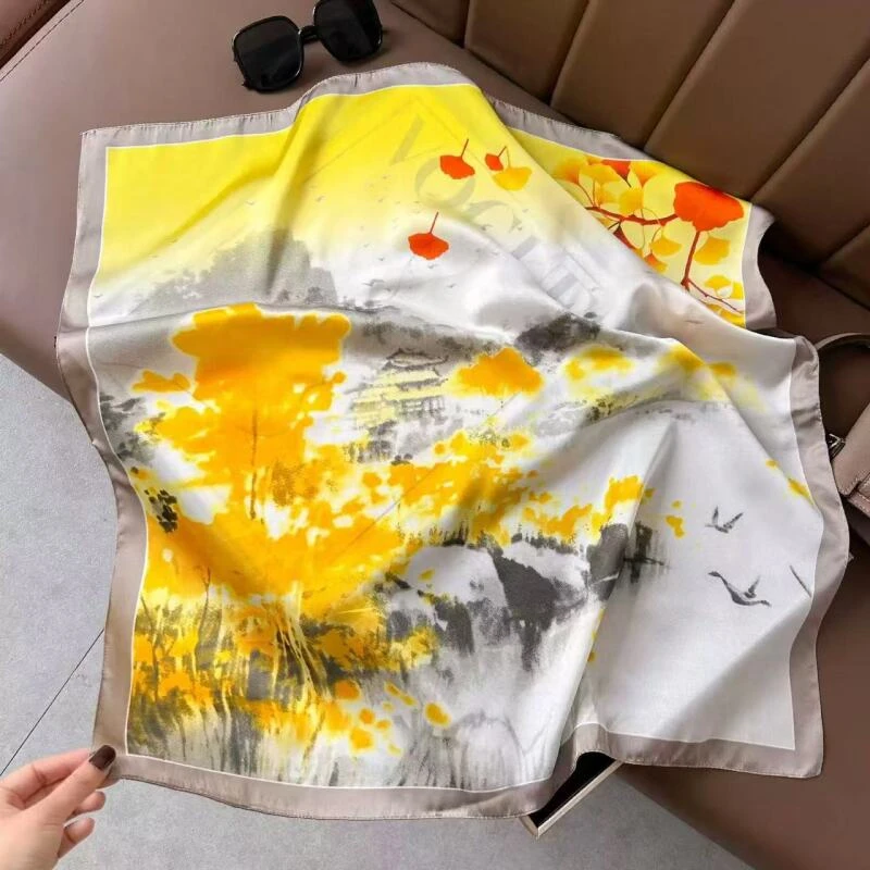 E308 秋叶连波 70*70左右 围巾 Y1