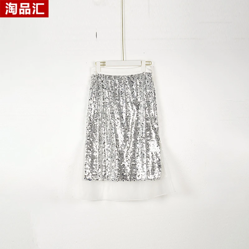 【Y专柜捡漏】深圳高端时尚女装KBC-重工时髦亮片半裙0110-灰色正码