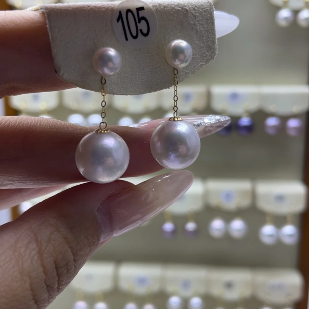 淡水珍珠耳饰18K金镶嵌