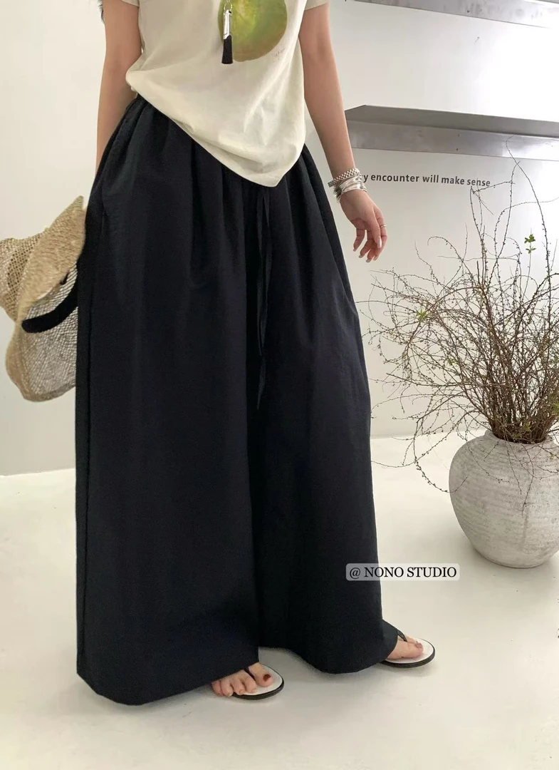 NONO@9709 韩系简约百搭纯色宽松阔腿裤 6-11