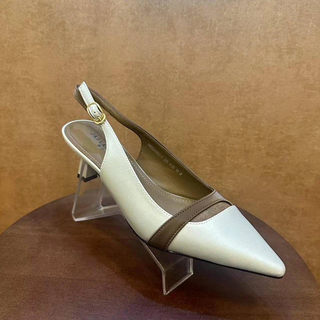 G香风拼色高跟鞋女时尚浅口百搭鞋子舒适单鞋女气质款20992-1