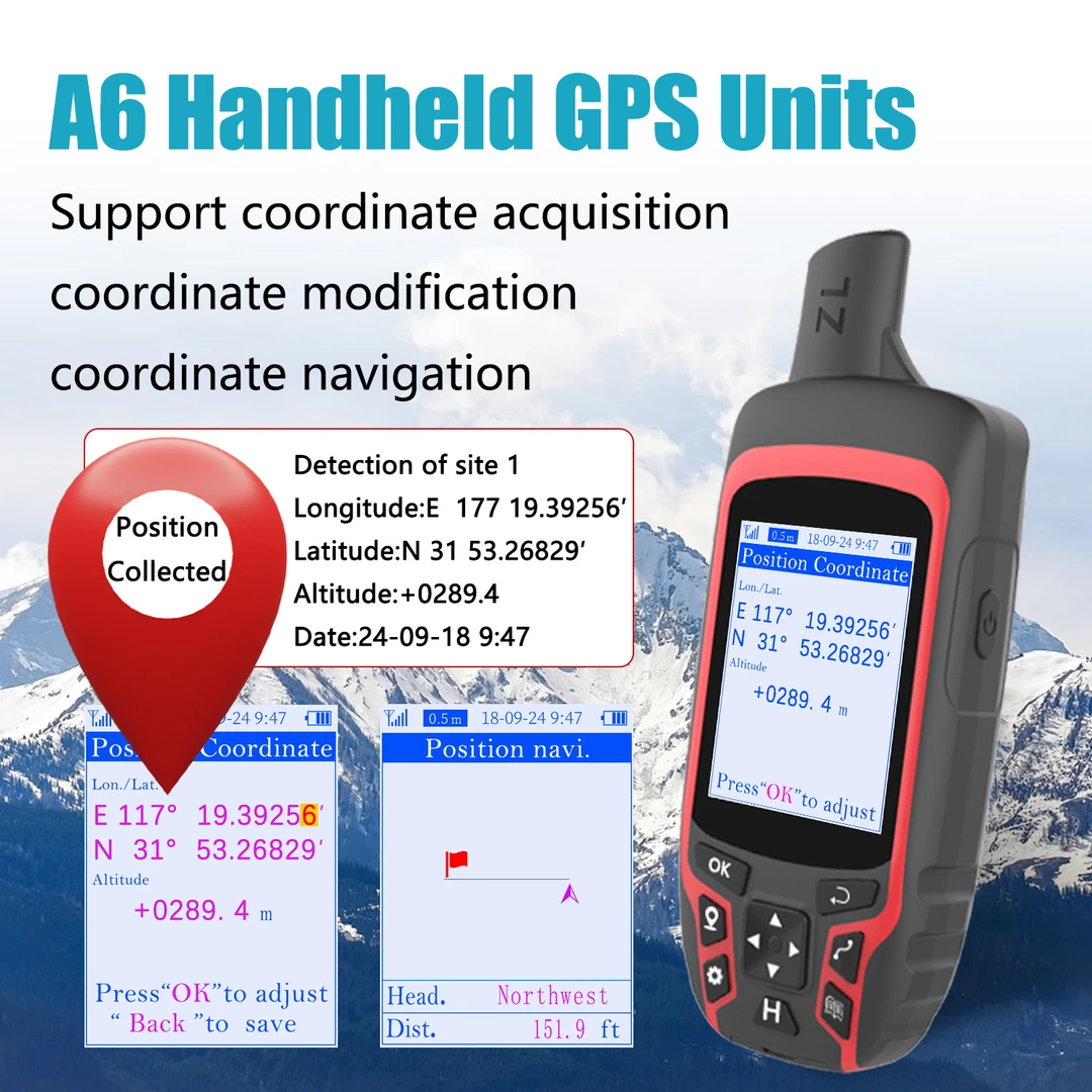 卓林A6英文版船用户外手持gps导航仪北斗高精度定位经纬坐标仪