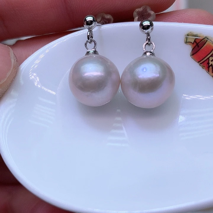 银S925镶嵌耳饰淡水珍珠