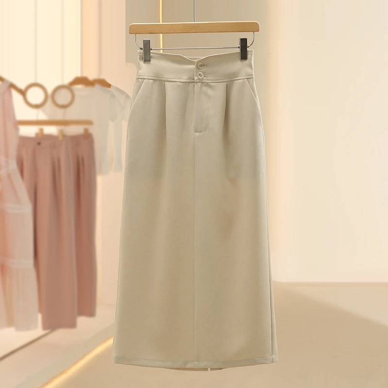【咕】高腰洋气百搭显瘦直筒半身裙2025夏季商场专柜品牌女装