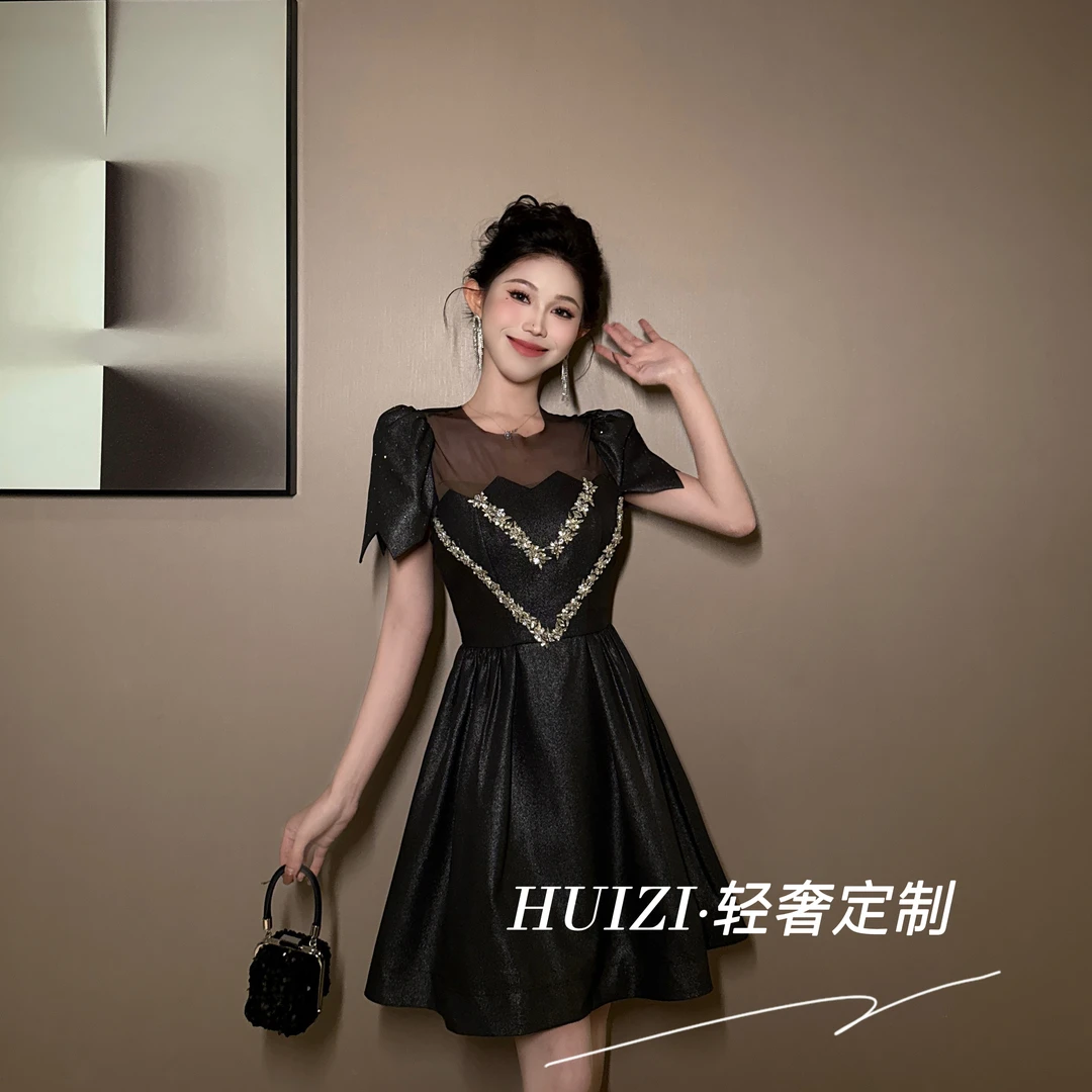 [惠子定制】收腰法式轻奢显瘦性感高贵气质优雅连衣裙21691