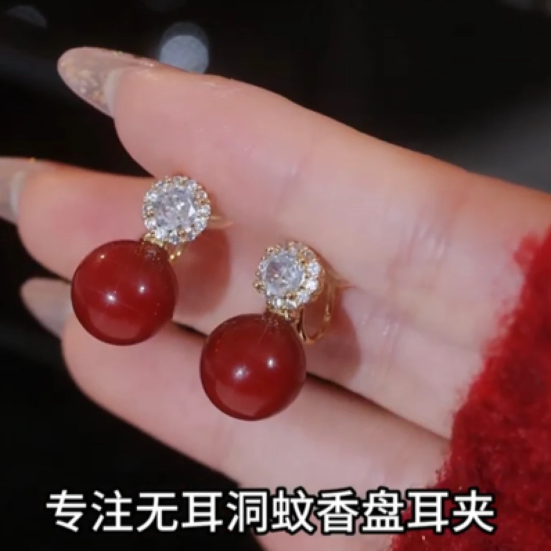 铜合金耳饰 镀24k本命年新年氛围感耳夹复古百搭时尚