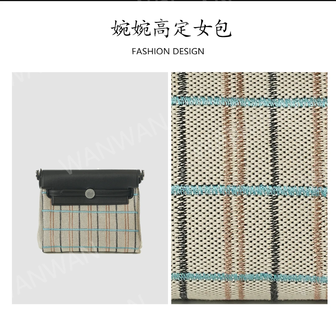 手提式民族风嘻哈风斜挎包手拎包女士韩系纯欲风IF5020-黑色格纹