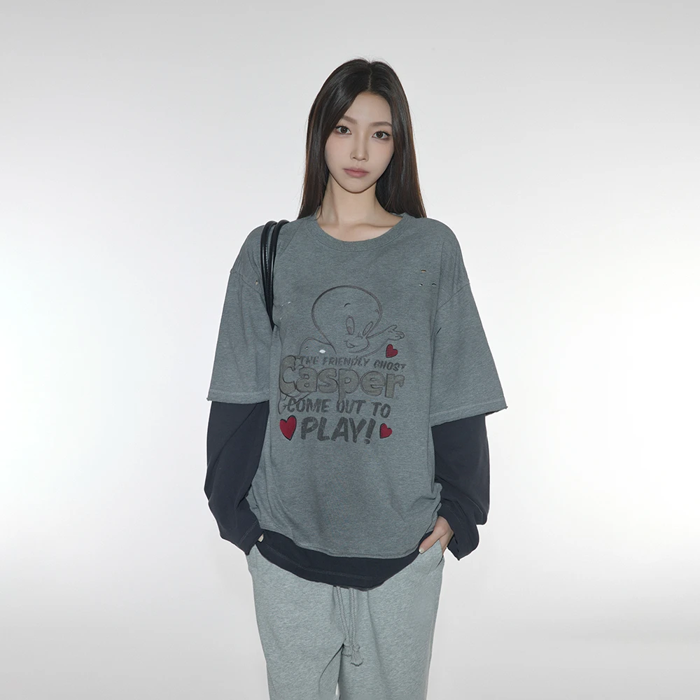 BASEMENT FGx鬼马小精灵美式复古印花针织长袖T恤251030207022
