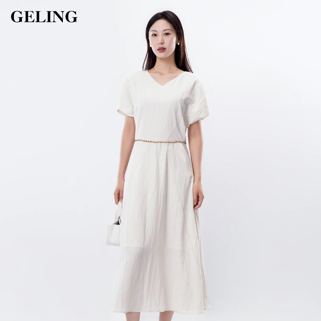 GELING/歌&玲气质收腰不规则分割连衣裙G504W332L