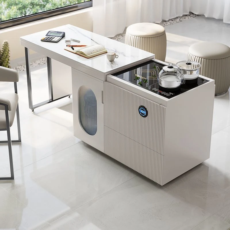 茶几升降茶桌阳台可移动一体茶台家用伸缩岩板茶桌茶车现代