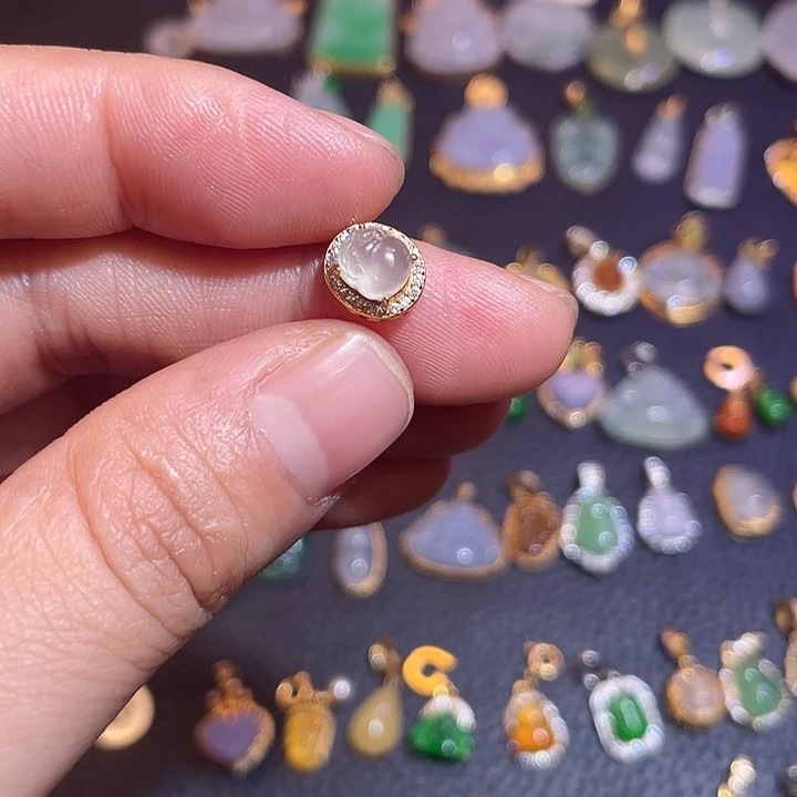 翡翠银S925镶嵌吊坠(不含链)天然翡翠