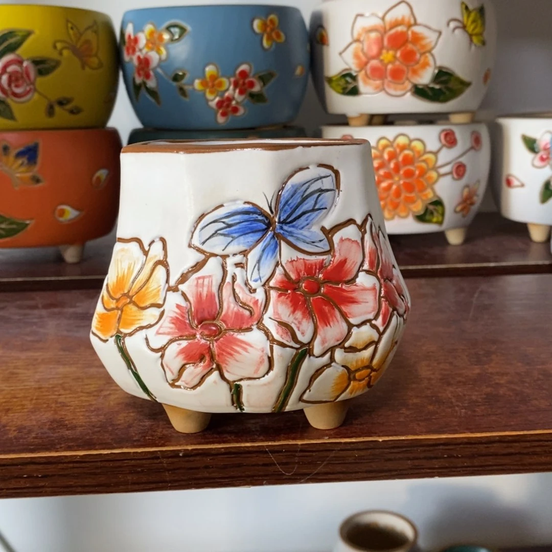 红陶韩式多肉植物花盆