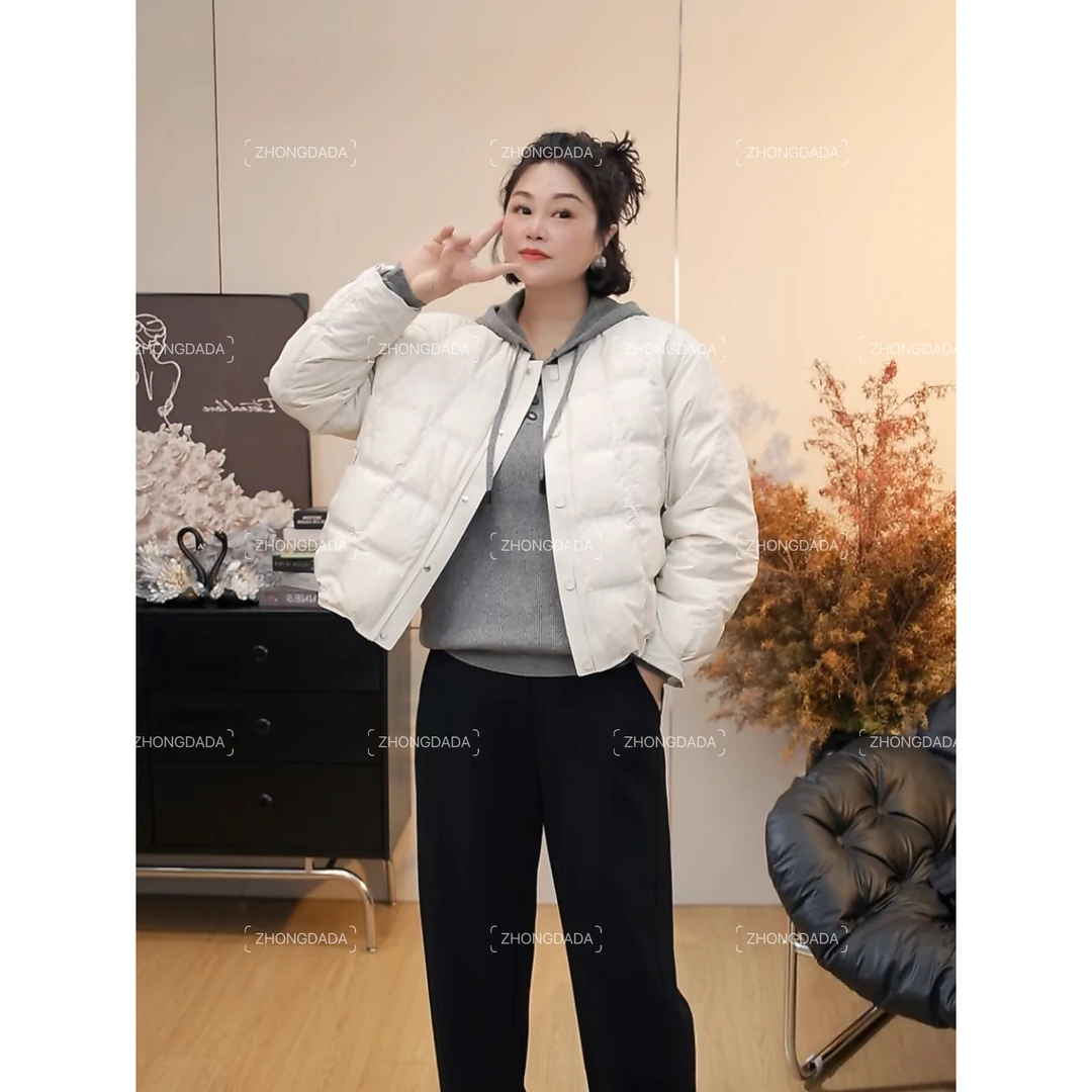 ZHONG大大【】2025冬季新款压格羽绒服宽松轻薄外套12075