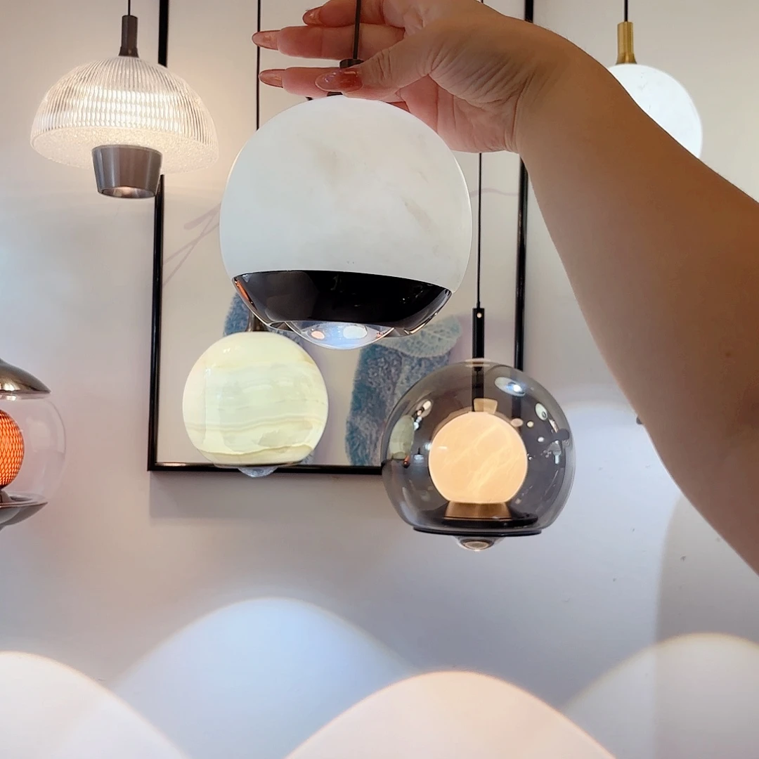 鱼线款云石手扫黑色灯