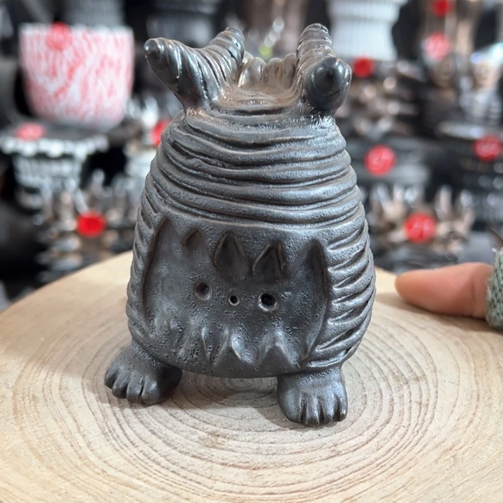 紫砂花盆手捏摆件，宽8高9