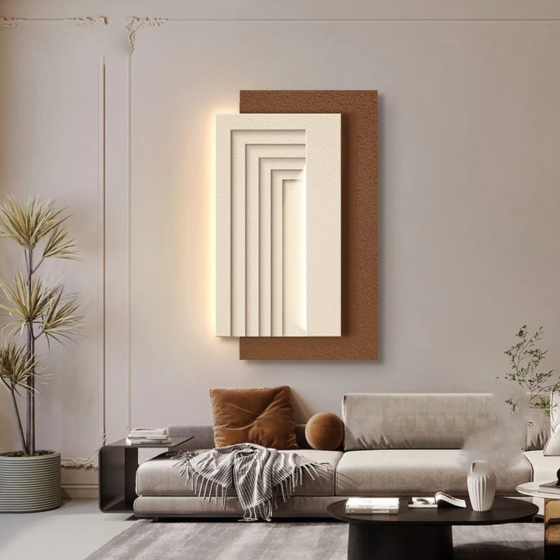 侘寂风3D立体客厅装饰画壁灯意式极简高级感沙发背景墙玄关挂画