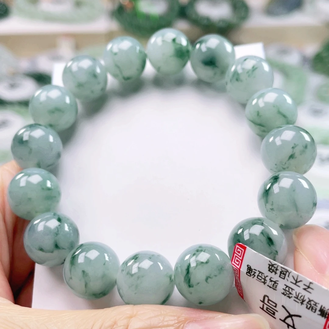 翡翠未镶嵌颈饰天然翡翠手串12.9mm左右