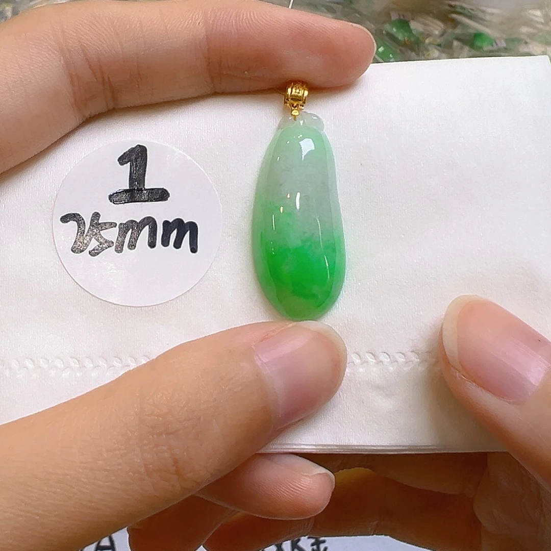 翡翠18K金镶嵌吊坠(不含链)翡翠