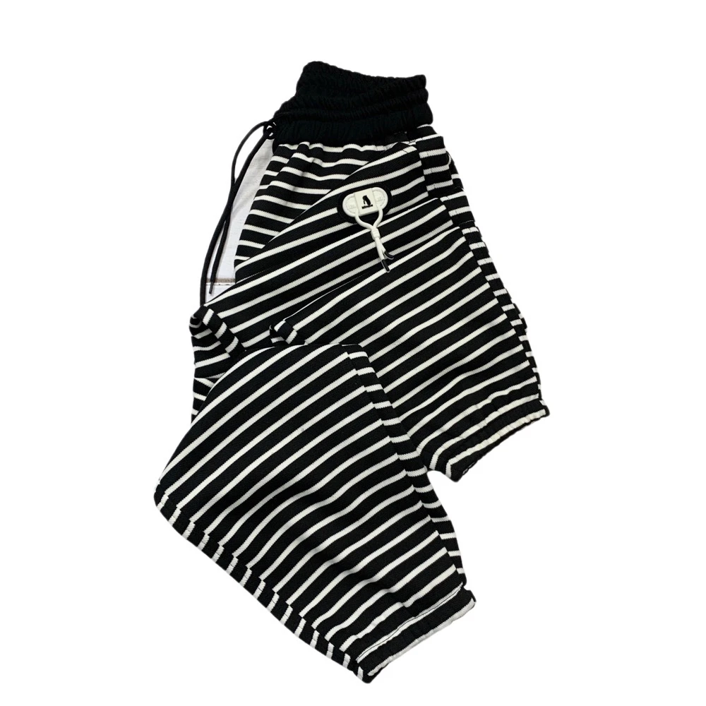 DX9912新款不加绒条纹显瘦松紧腰束脚休闲女裤