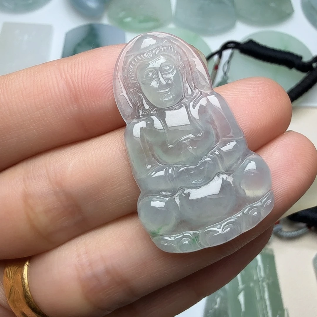 翡翠未镶嵌颈饰天然缅甸翡翠A货冰种观音