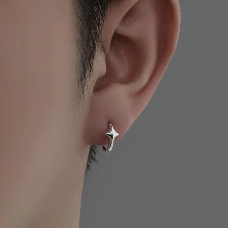 铜合金耳饰 男士简约个性耳钉耳扣耳圈小众设计高级感耳饰气质